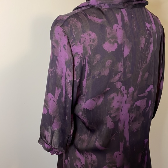 💜SPORTSCRAFT Sz8 motley purple 3/4 sleeve top w neck tie detailing - Picture 7 of 10